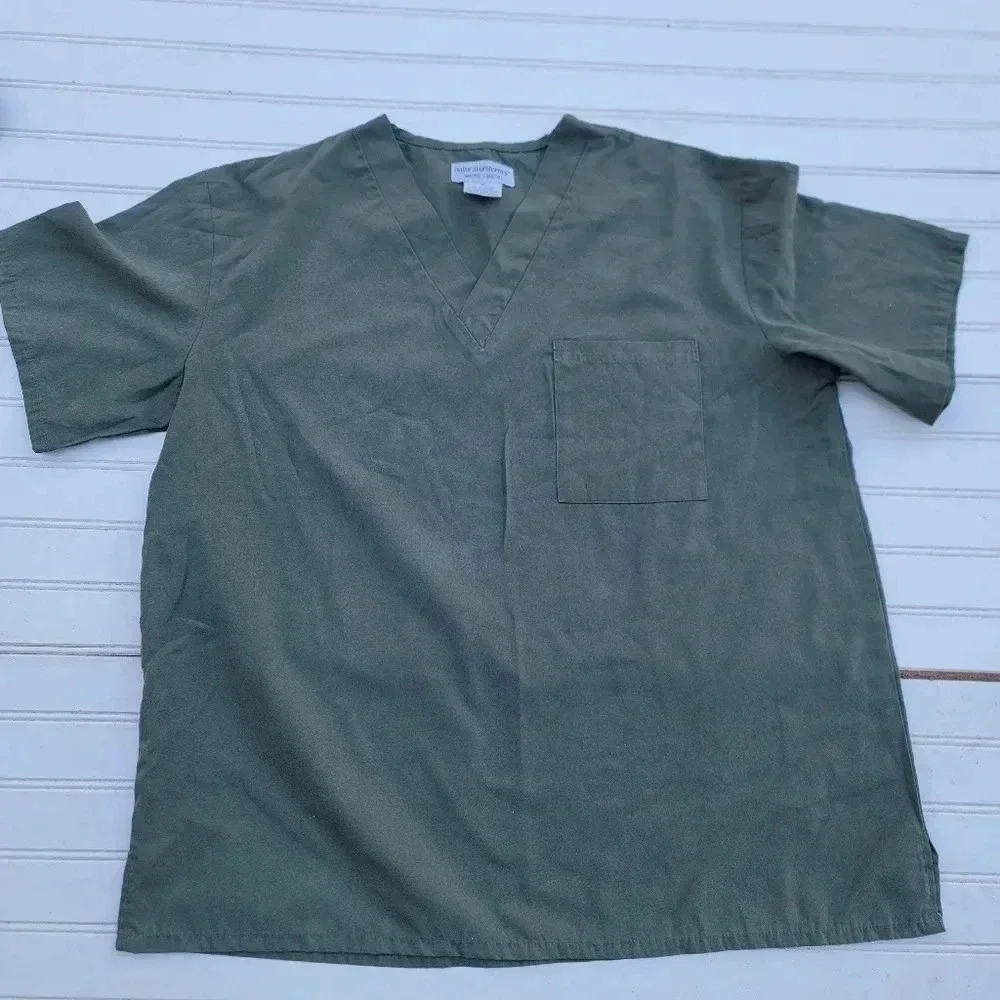 Lot Of 6 Womens Scrub Uniform Tops Blue Brown  Green Cherokee SB Sz M - Picture 2 of 8